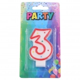 Feestkaars cijfer 3 rood