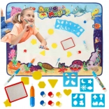 Aqua Magic watertekenmat XXL met set stempels en sjablonen 100 × 80 cm