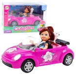 Mini pop met roze cabrio en hondje