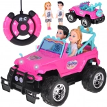 Roze RC terreinwagen voor poppen met 2 figuurtjes
