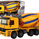 Oranje betonmixer Roterende trommel Geluid en licht Bouwvoertuig