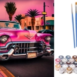 Schilderen op nummer Roze sportwagen canvas 40x50 cm