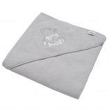 Baby badstof badcape NEW BABY 80 × 80 cm grijze beertje