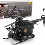 Militaire helikopter met vleugels en lichteffecten op batterijen