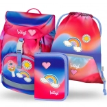 Schoolsset BAAGL Airy Regenboog rood: rugzak, etui, zak