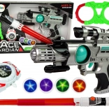 Set van ruimtewapens Space Guardian met laserpistool en zwaard