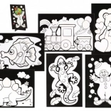 Krasplaatje 6 stuks kleur + 6 stuks standaards in doos 19x22x6,5 cm