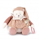 Cadeauset Doudou Pluche ijsbeer met ring 30 cm roze