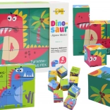 Educatieve puzzelblokjes 6-in-1 Dino wereld, 9 stukjes
