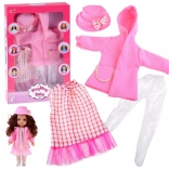 Roze set poppenkleding voor 36–40 cm – jurk, jasje en hoedje