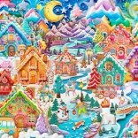 Puzzel Kleurrijke nacht in Cookietown 1500 stukjes