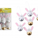 Decoratieve kunststof beschilderde eieren om op te hangen 6 cm, 6 stuks