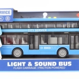 Dubbeldekker blauwe bus op batterijen