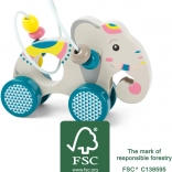 small foot houten olifant op wieltjes jungle