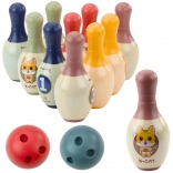 Kinder bowling set met kittens – 10 kegels en 2 gekleurde ballen