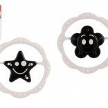 kunststof rammelaar en bijtring ring 12 cm, zwart-wit, vanaf 0 maanden