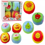 Set zachte babyballen – fruitmotieven, 4 stuks