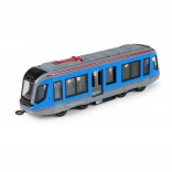 Metalen blauwe tram 20 cm met terugtrekmotor