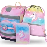 Set 3 BAAGL Zippy plus Rainbow Unicorn: aktetas, etui en zak