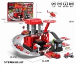 Parkeerset met metalen brandweerauto’s en helikopter