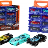 Set van metalen autootjes in een koffertje, 8 stuks