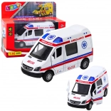 Metalen ambulance 1:32 met pull-back aandrijving, licht en geluid – wit