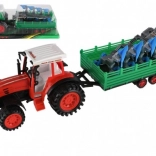 Kunststof tractor met aanhanger en ploeg 53 cm met vliegwiel