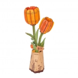 robo time 3d houten puzzel oranje tulp