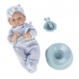 baby in blauwe onesie 40 cm met accessoires