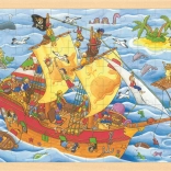 Goki houten puzzel Piraten 96 stukjes