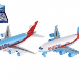 kunststof passagiersvliegtuig met vliegwiel 16 cm – set van 6 stuks, 2 kleuren