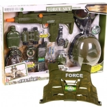 Militaire kinderset met 15 onderdelen met interactieve effecten, helm, vest, geweer en walkietalkie