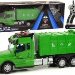 Groene op afstand bestuurbare vuilniswagen met verlichting en geluiden 2,4G