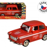 Retro brandweerauto met vliegwielaandrijving