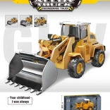 Kinderbulldozer met metalen laadbak, rubberen banden en vliegwiel 3+