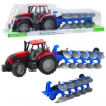 Tractor met ploeg rood 50 cm