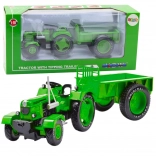 Metalen tractor met aanhanger groen 1:18