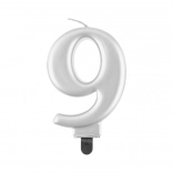 Zilveren taartkaars nummer 9