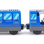 Personentrein met machinist en passagiers op batterijen