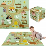 Foamen speelmat 90 × 90 cm – dikke puzzel, 9 delen HUMBI boerderij en landwegen