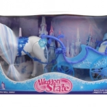 Paard met blauwe koets