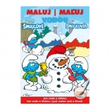 Waterverf Kleurplaten A5 – Smurfen winter