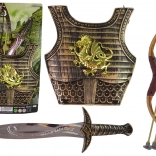 Kinder samuraikostuum met gouden harnas, boog en zwaard