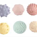 Motoriekballen 6 cm – set van 6 stuks piepende ballen met verschillende oppervlakken