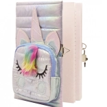 dagboek eenhoorn met zakje wit, slot en sleuteltje, A5