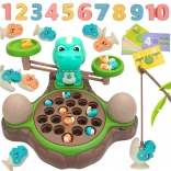 Educatief spel Dinosaurus met weegschaal en vangen van WOOPIE