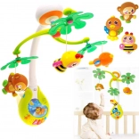 Interactieve kleurrijke baby mobiel met muziek en diertjes