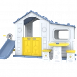 Groot kinderhuisje met blauw dak