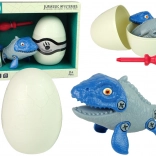 Set dinosaurus mosasaurus met ei DIY met schroevendraaier – blauw