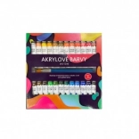 Acrylverf 24×12 ml met penselen, voor keramiek, glas, hout en papier